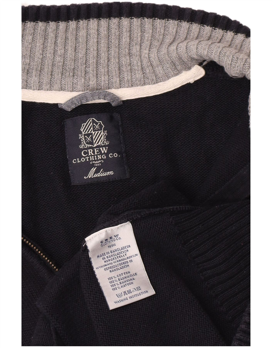Crew Clothing Pull Cardigan Homme Bleu Marine Moyen Coton