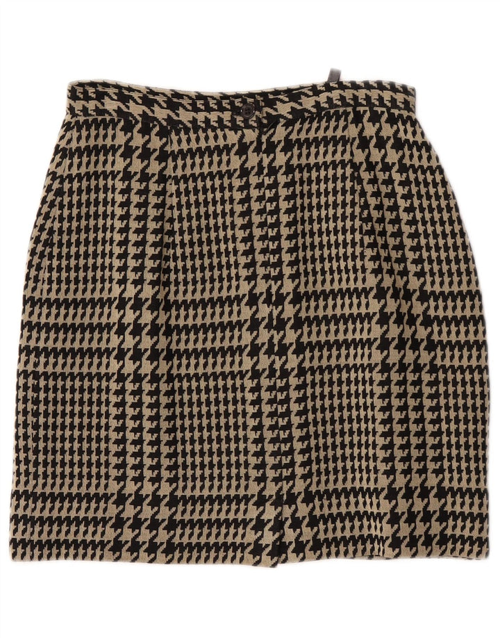 Jupe droite femme supérieure IT 40 Small W26 Viscose pied-de-poule noir