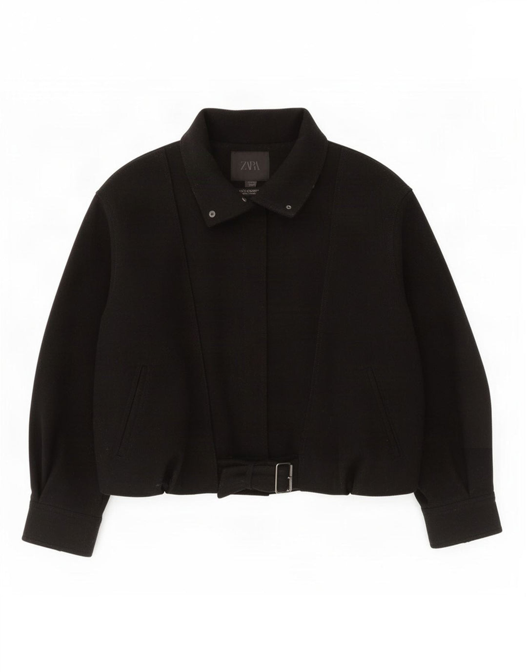 Zara Womens Bomber Veste coupe-vent surdimensionnée UK 14 Laine noire moyenne