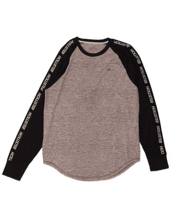 Hollister Haut Graphique à Manches Longues Homme Gris Moyen Colourblock Cotton