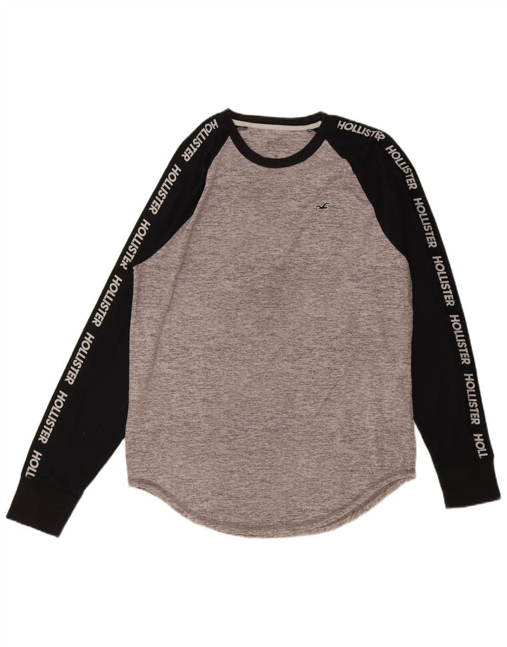 Hollister Haut Graphique à Manches Longues Homme Gris Moyen Colourblock Cotton