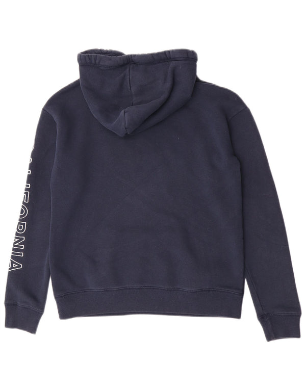 Hollister Pull à capuche graphique surdimensionné pour femme UK 6 XS Bleu marine Coton