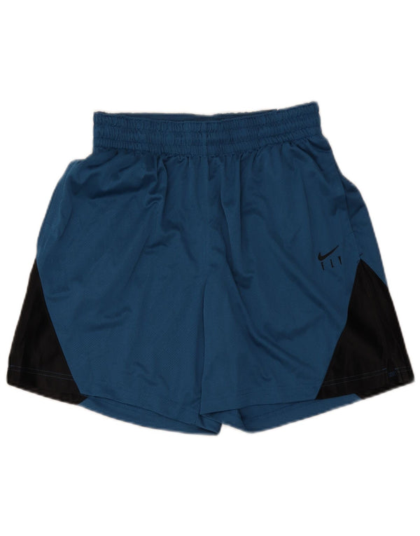 Nike Womens Swoosh Loose Fit Sport Shorts UK 12 Medium Blue Colourblock