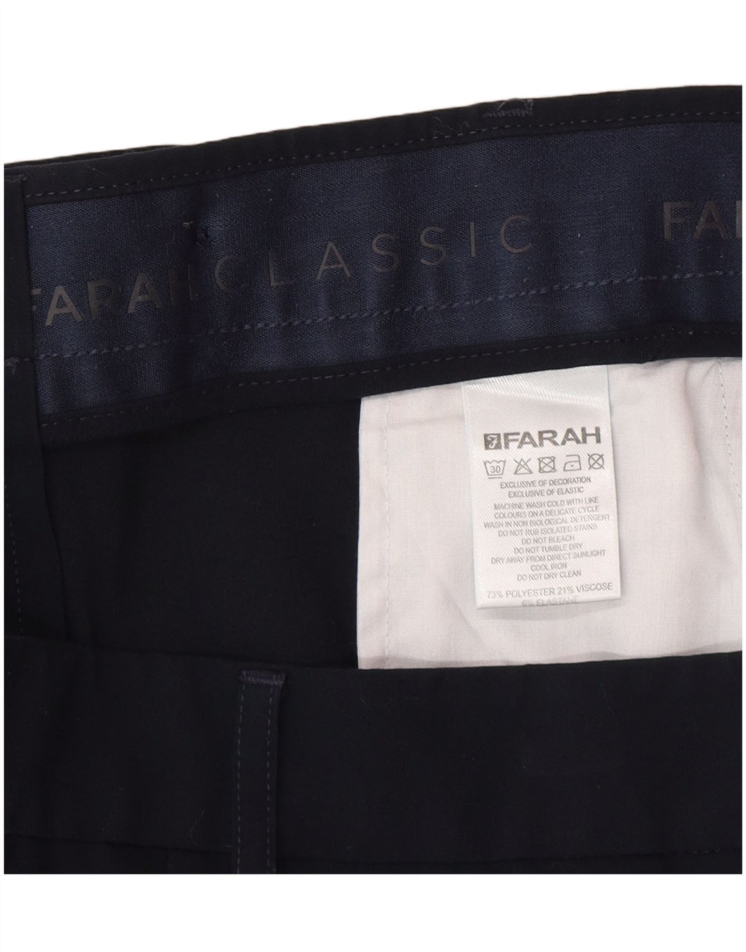 Farah Pantalon décontracté droit pour homme W34 L29 Bleu marine Polyester