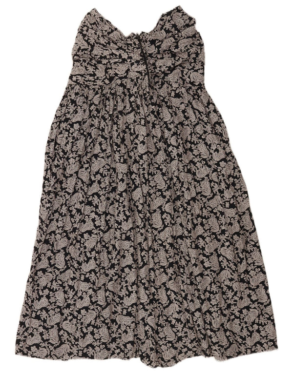 Laura Ashley Robe bustier pour femme UK 12 Medium Noir Floral Viscose