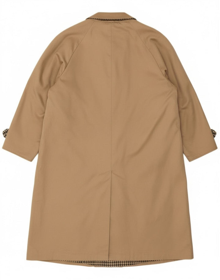 vintage Femme Surdimensionné Réversible Pardessus IT 47 XL Beige Pied-de-poule