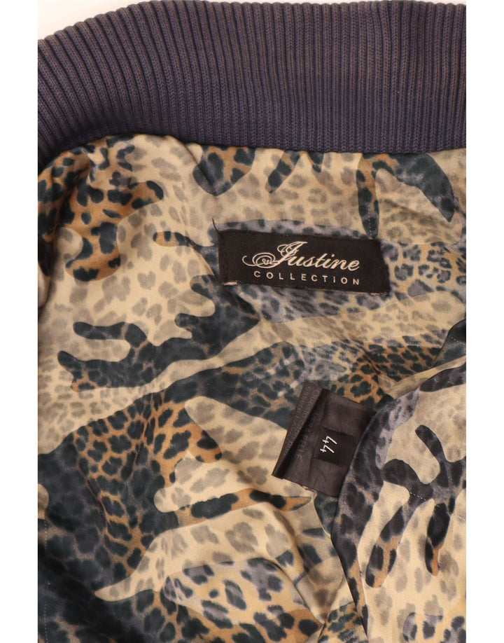 Veste en cuir crop femme vintage IT 44 Cuir bleu marine moyen
