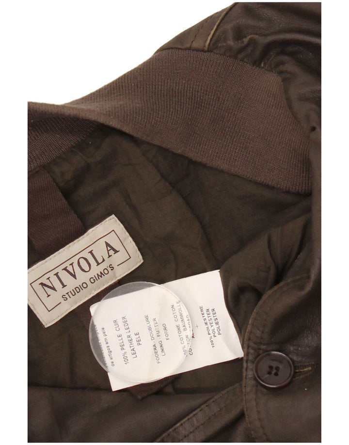Gimo's Veste en cuir bomber pour homme UK 38 Cuir marron moyen