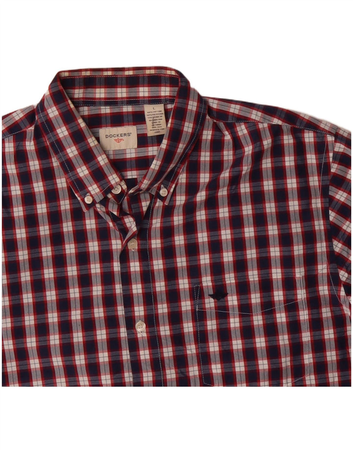 DOCKERS Chemise Homme Grand Carreau Bleu Marine Coton