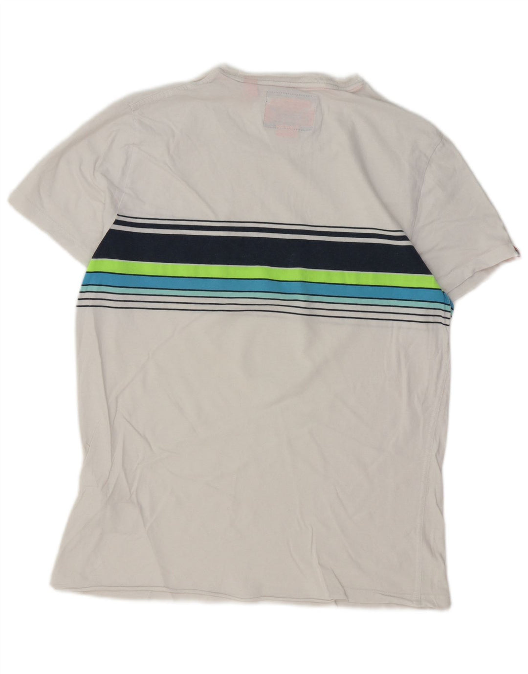 Superdry T-Shirt Top XL Coton Rayé Blanc Homme