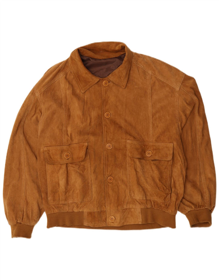 veste bomber en daim vintage pour homme UK 44 2XL Marron