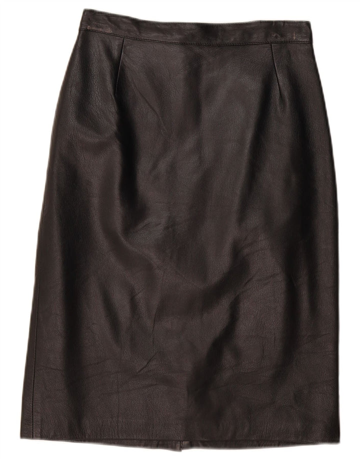 VINTAGE Jupe en cuir femme IT 44 Medium W28 Cuir noir