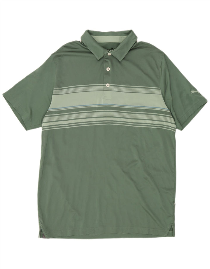 PUMA Polo Homme Rayé Vert Moyen