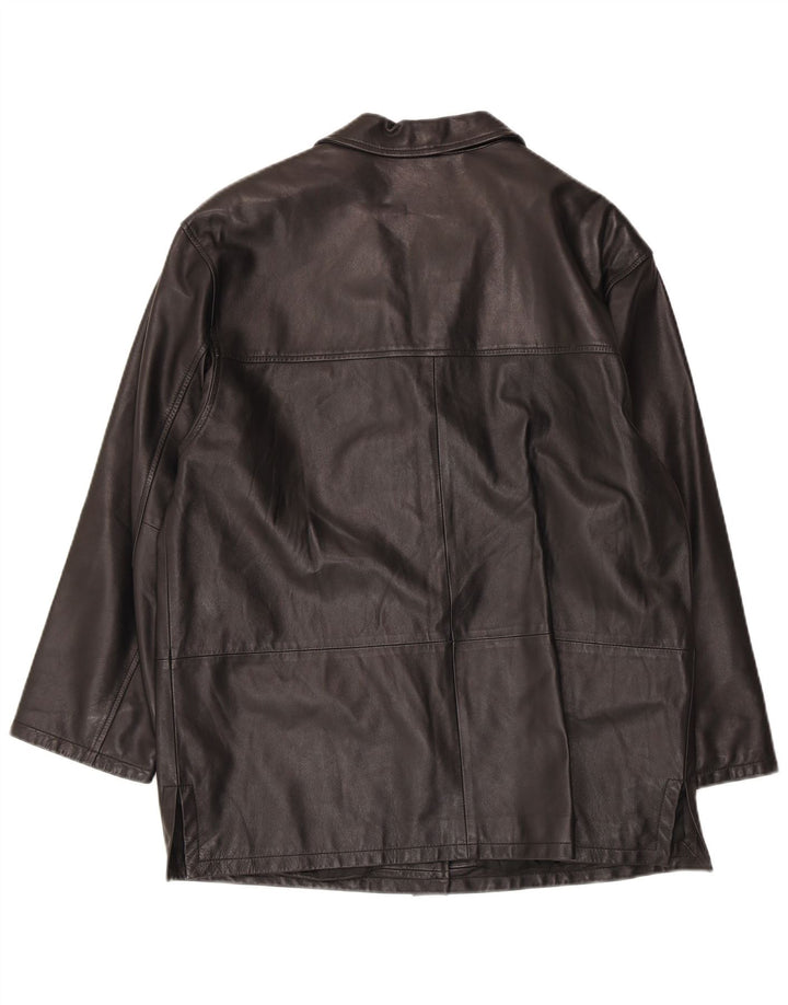 veste en cuir femme vintage IT 46 Grand cuir noir