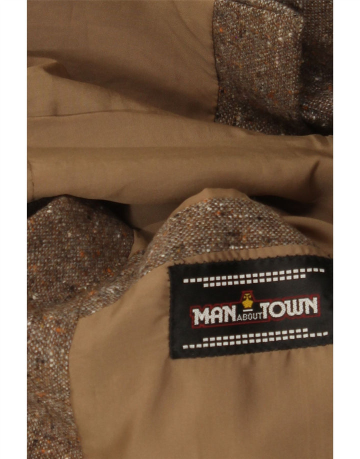 vintage Homme 2 Bouton Blazer Veste UK 38 Moyen Beige Moucheté