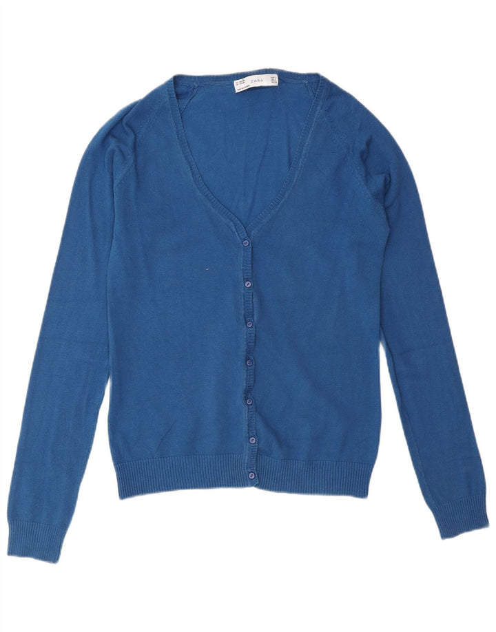 Zara Cardigan Femme Pull UK 14 Large Bleu