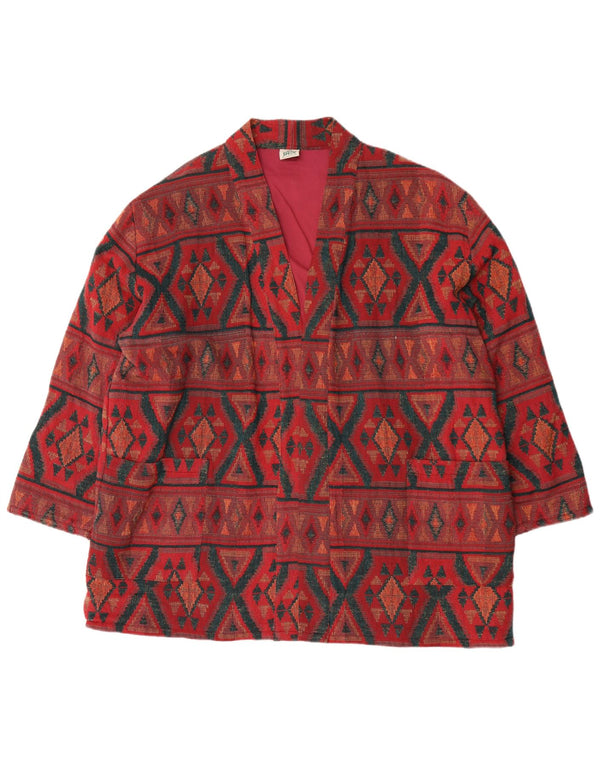 DW-Shop Veste Blazer Ouverte pour Femme UK 18 XL Coton Géométrique Bordeaux