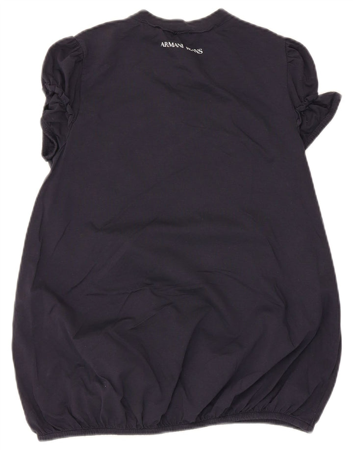 Armani Womens Graphic Blouse Top EU 34 2XS Bleu Marine Coton