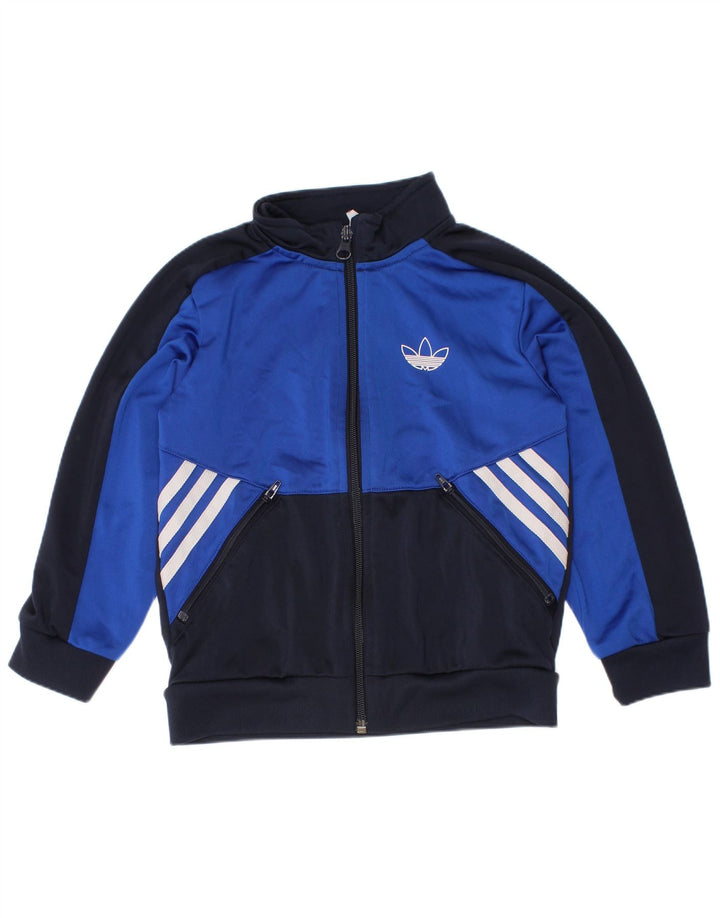Adidas Veste de Survêtement Garçon 5-6 Ans Bleu Marine Colorblock Polyester
