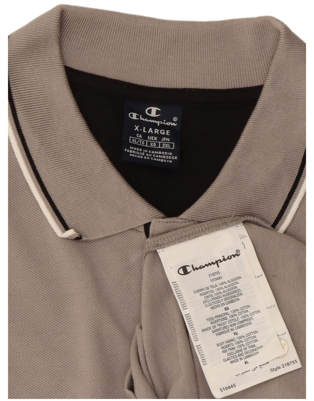 CHAMPION Polo Homme XL Gris Coton