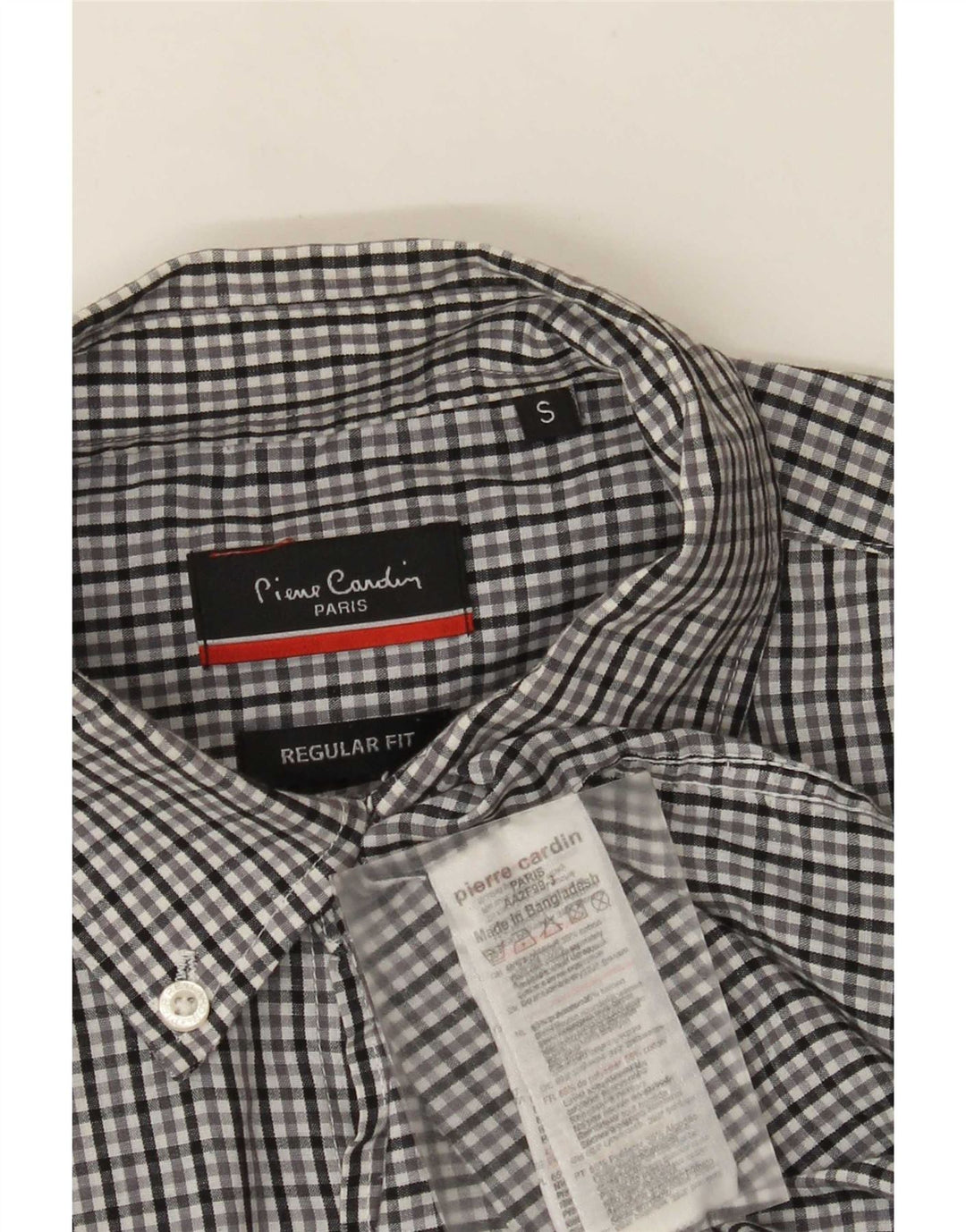 Pierre Cardin Chemise à manches courtes pour homme Coupe régulière Petit vichy gris