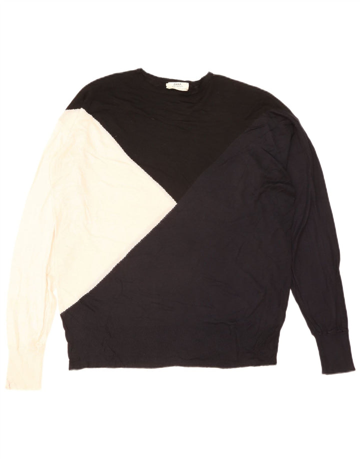 Zara Pull col bateau pour femme UK 14 Medium Multicolore Colourblock