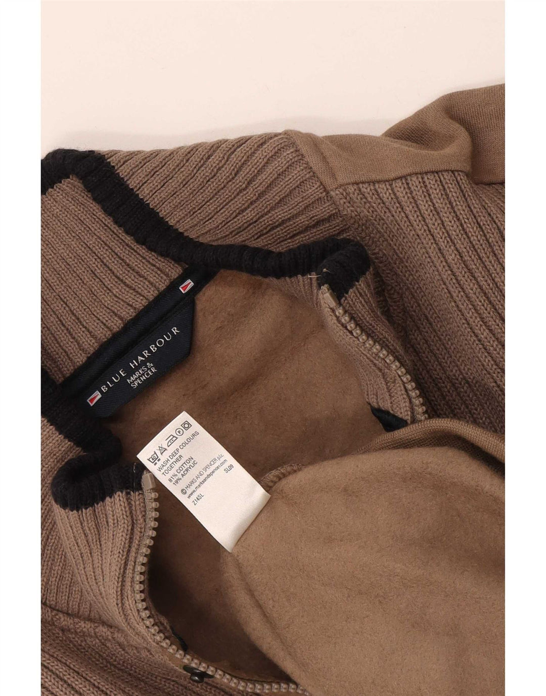 Marks & Spencer Sweat-shirt Blue Harbour pour homme, petit, marron, color block