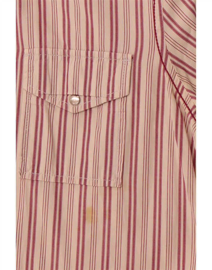 Chemise à Manches Courtes Homme Diesel Coton Rayé Rouge Moyen