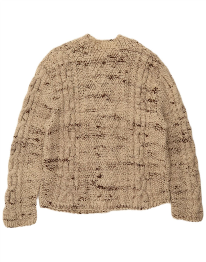 vintage Mens Cardigan Pull Grand Beige Moucheté