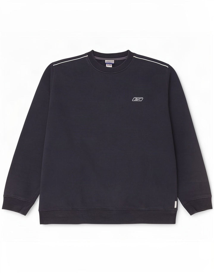 Reebok Sweat-shirt pour homme en coton bleu marine Taille L