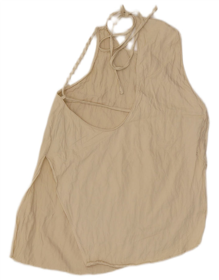 Zara Haut Licou Femme UK 10 Petit Viscose Blanc Cassé