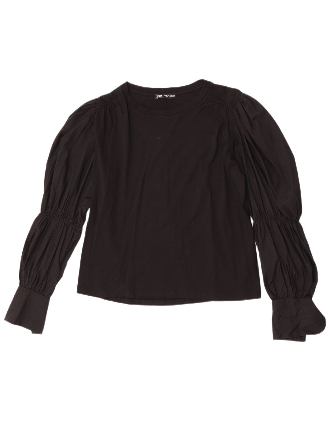 Zara Chemisier à manches longues pour femme UK 44 en coton noir moyen