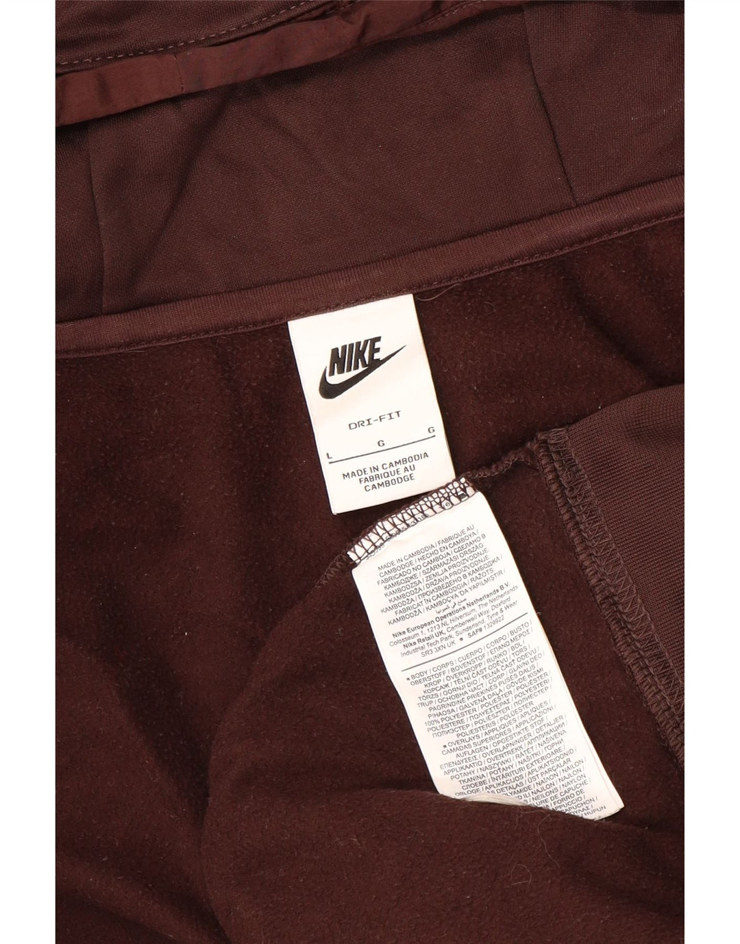 NIKE Pull à capuche zippé Dri Fit pour hommes, grand polyester marron