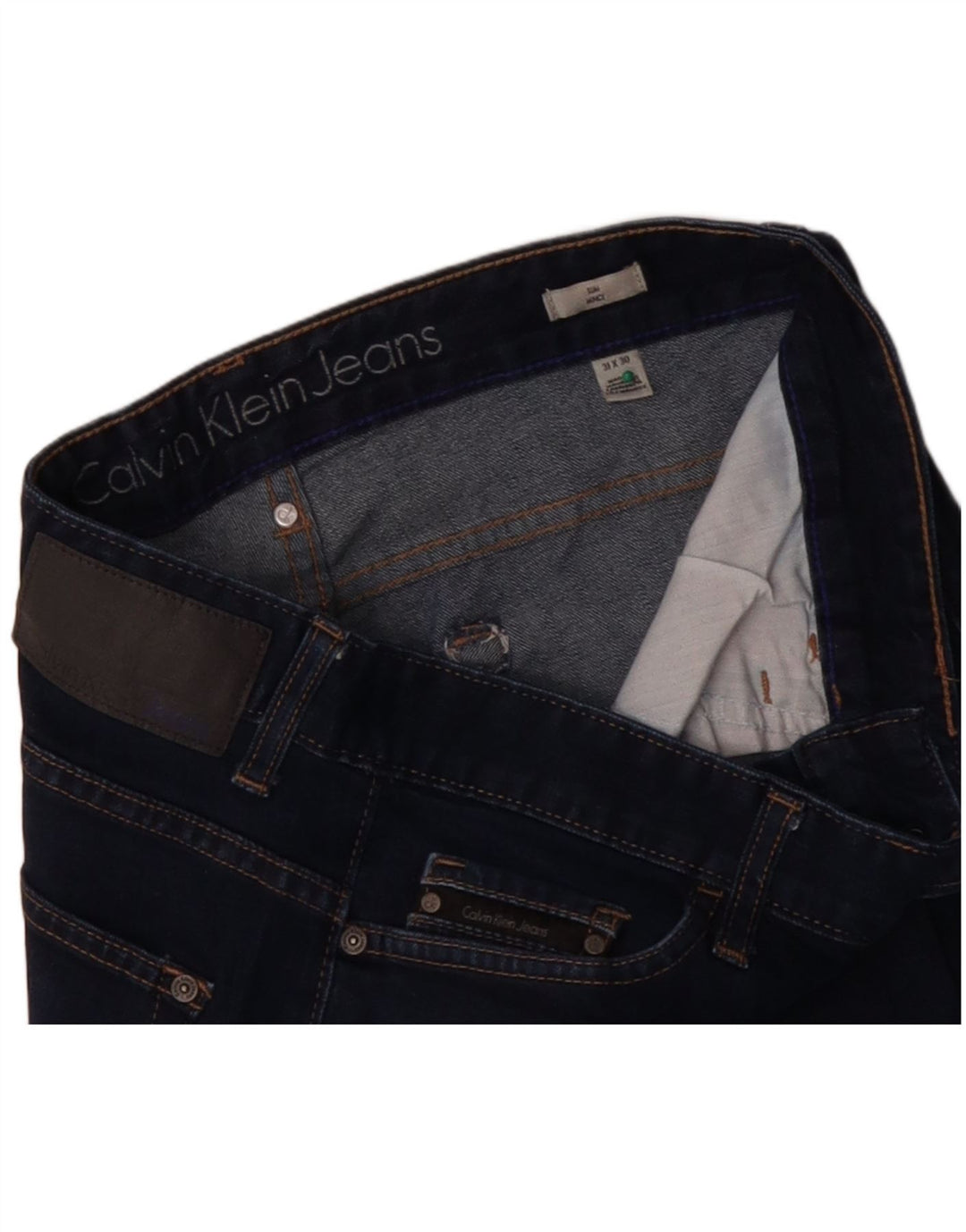 CALVIN KLEIN Jean droit homme W31 L27 bleu marine coton