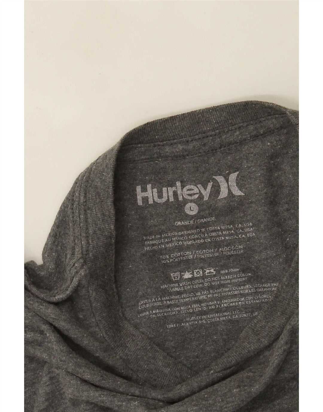 Hurley Haut graphique à manches longues pour homme en coton moucheté gris grand