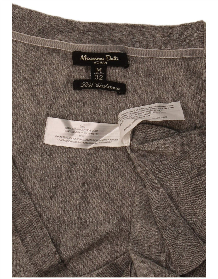 Massimo Dutti Pull col V pour femme UK 12 Gris moyen Soie