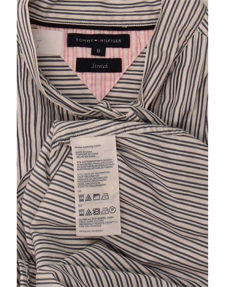 Tommy Hilfiger Chemise sans manches à nouer sur le devant pour femme US 8 Gris moyen à fines rayures