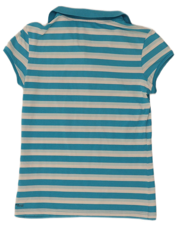 Adidas Polo Climalite pour femme UK 12 en coton rayé bleu moyen