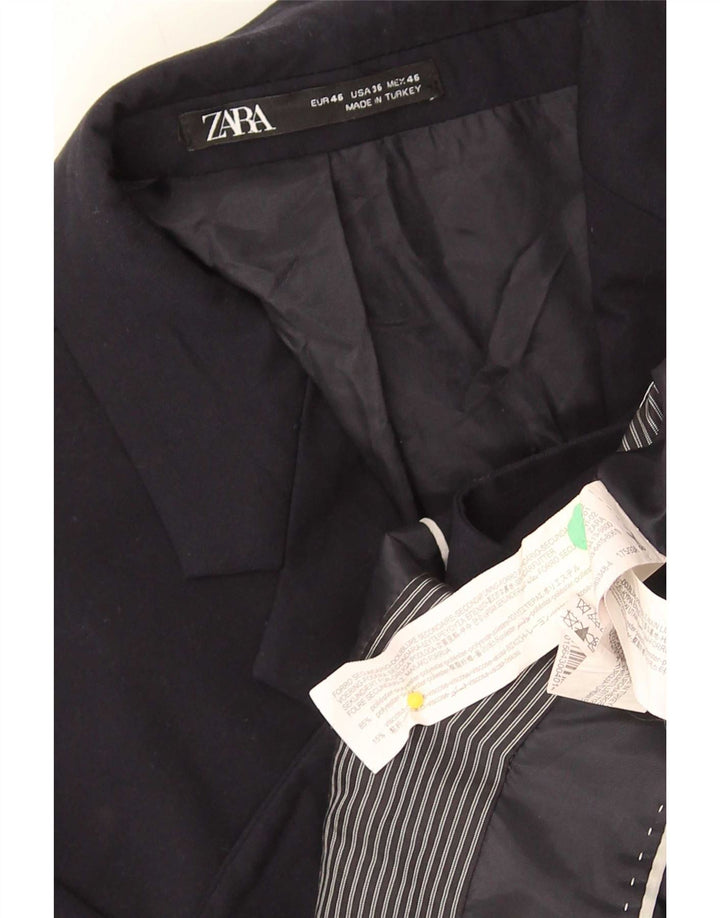 Zara Veste Blazer 2 Boutons Homme EU 46 Petit Bleu Marine Polyester