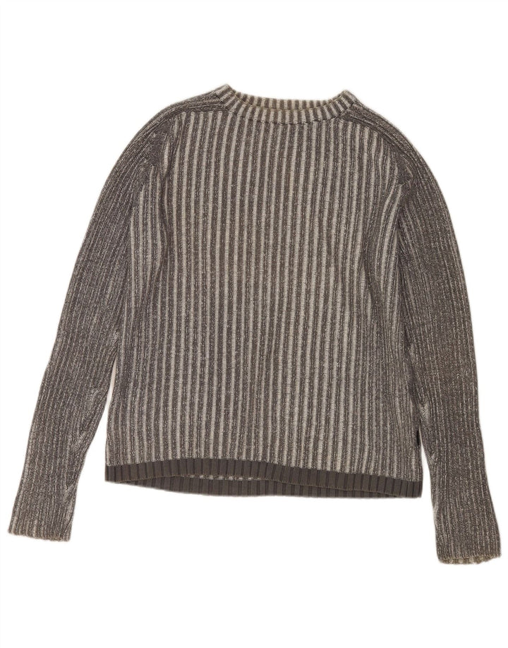 JACK & JONES Pull Col Rond Homme Gris Moyen Rayé Coton