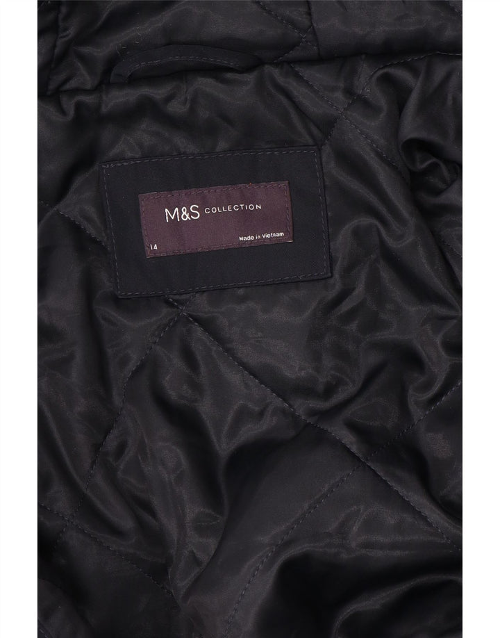 Marks & Spencer Manteau coupe-vent à capuche pour femme UK 14 Bleu marine moyen