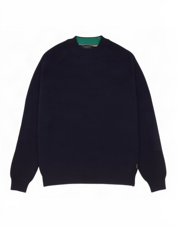 Ted Baker Pull col roulé pour homme Taille 3 Bleu marine moyen Coton