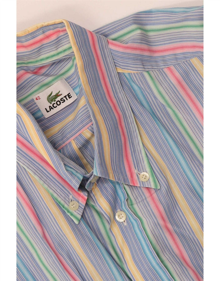 Lacoste Chemise à manches courtes pour hommes Taille 42 Grand rayé multicolore