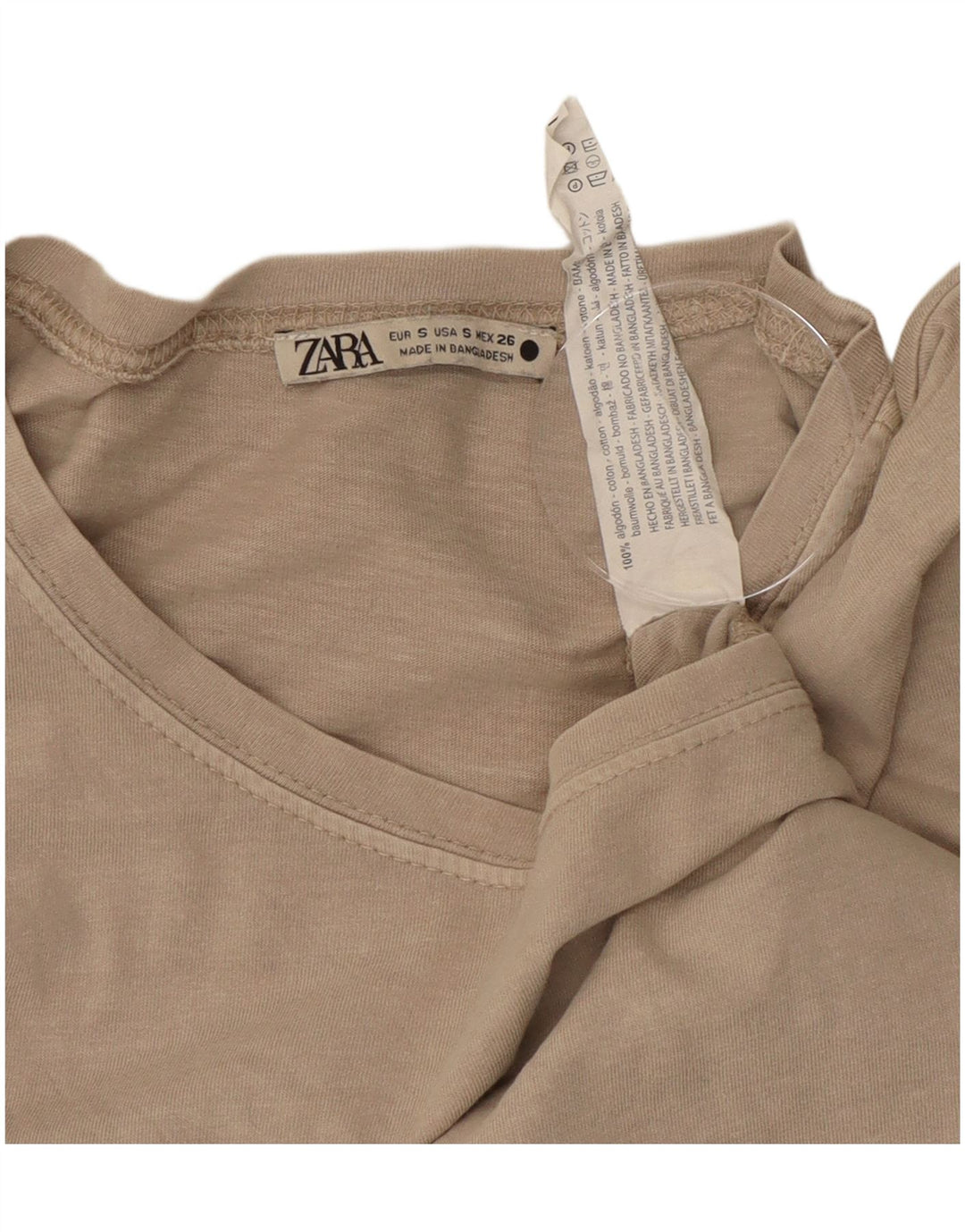 ZARA Femme Crop Blouse Top UK 10 Petit Gris Coton