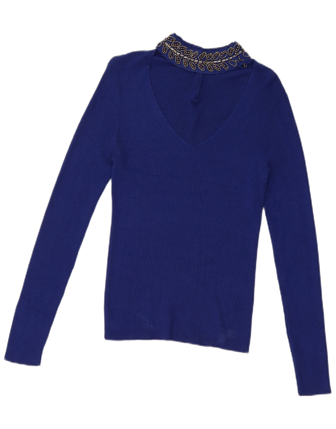 Oasis Crop Top Femme UK 8 Petit Bleu Viscose