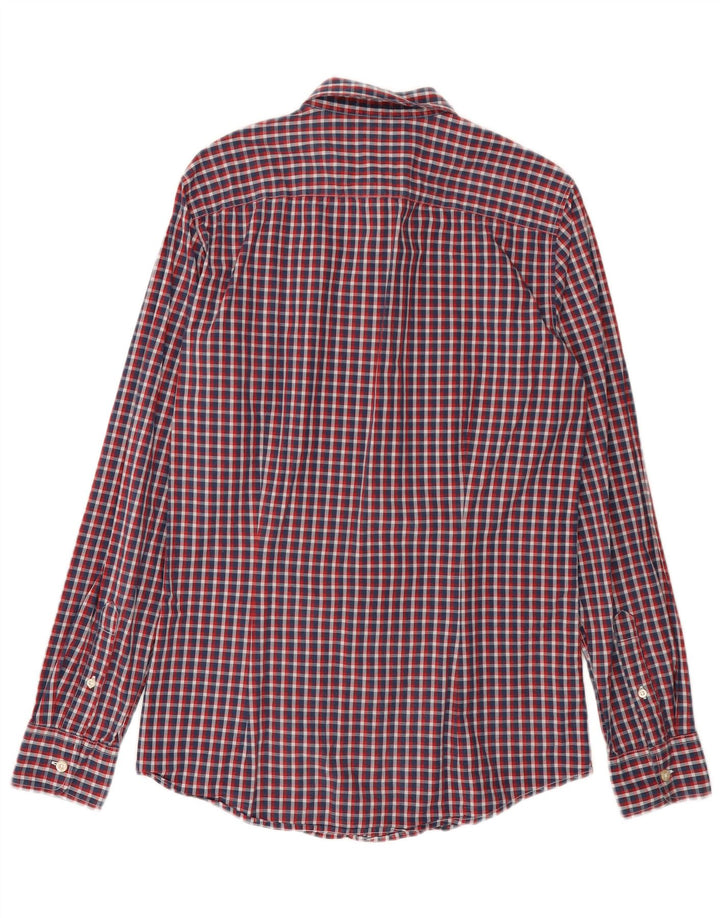 BENETTON Chemise Homme Petit Carreau Rouge