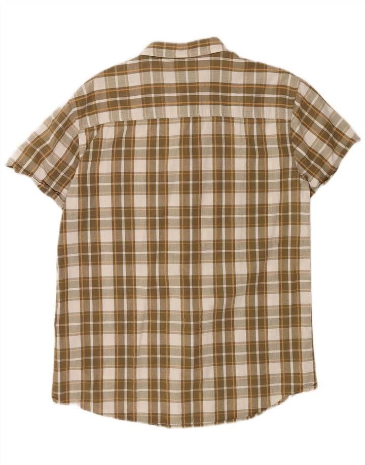 Wrangler Chemise à manches courtes pour homme Coupe classique en coton à carreaux marron