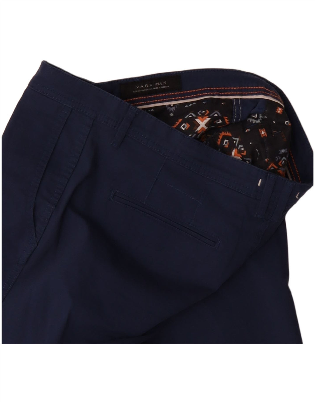 Zara Short Chino Homme EU 40 Medium W31 Bleu Marine Coton