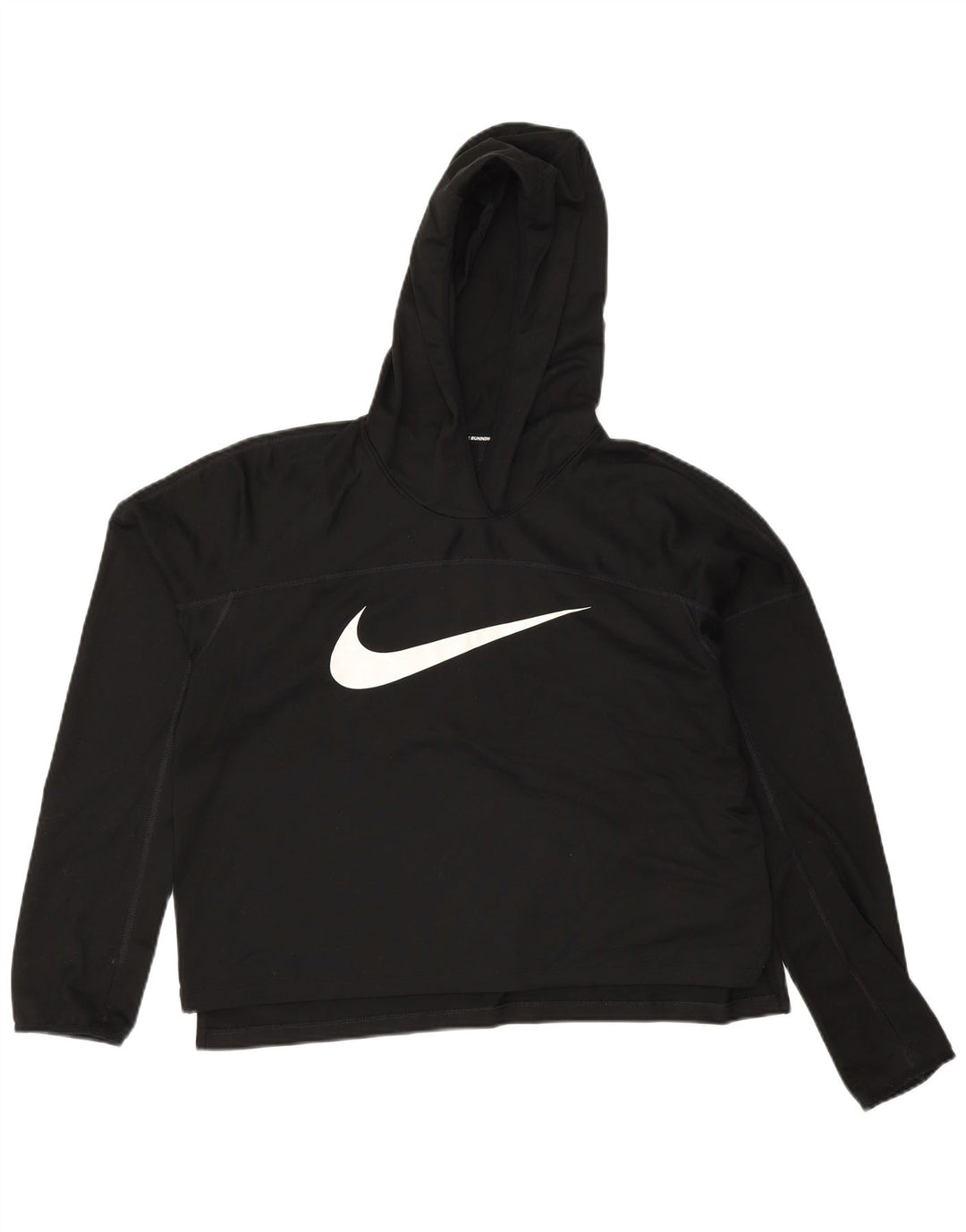 Nike Femme Running Crop Graphic Sweat à capuche UK 14 Medium Noir Polyester