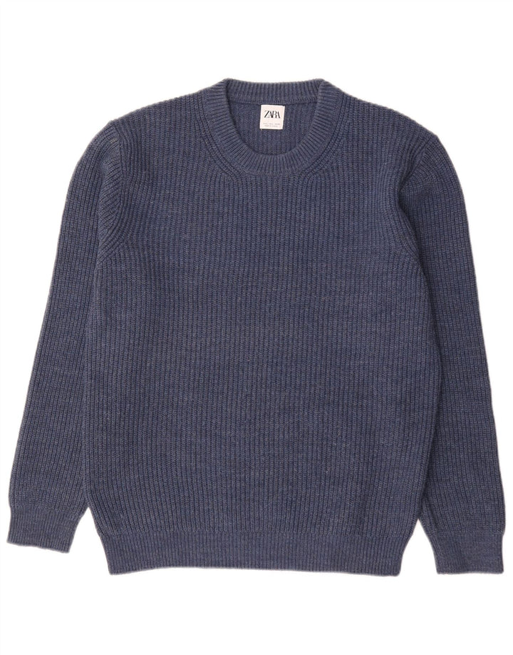 Zara Pull ras du cou pour hommes, grand, bleu, acrylique